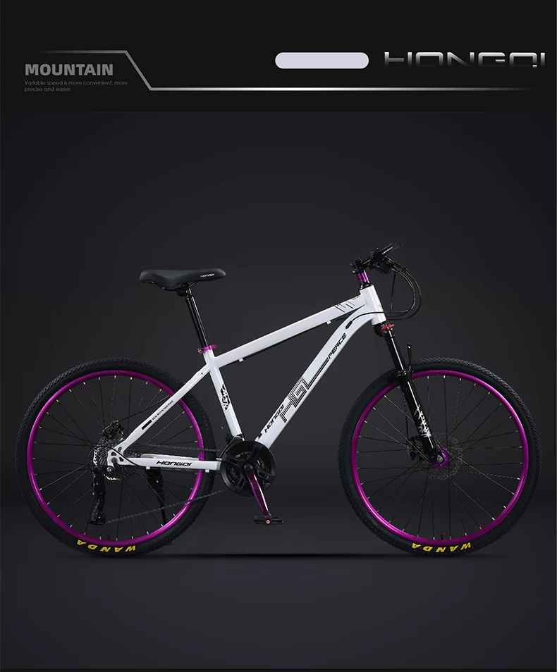 Red Flag Official Flagship Store Aluminum Alloy Mountain Bike Male Adult Off road Variable Speed Highway Purple Matching Youth Bike