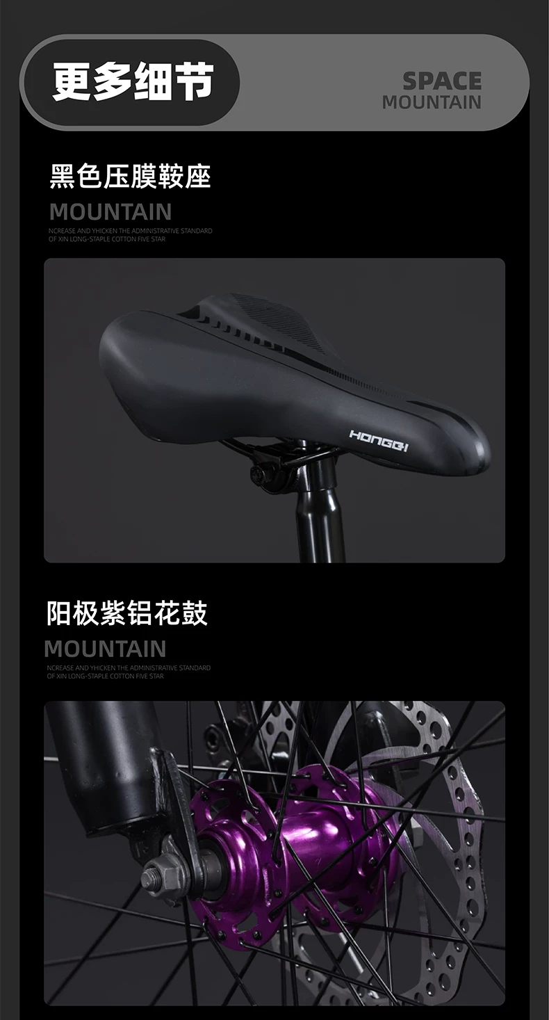 Red Flag Official Flagship Store Aluminum Alloy Mountain Bike Male Adult Off road Variable Speed Highway Purple Matching Youth Bike