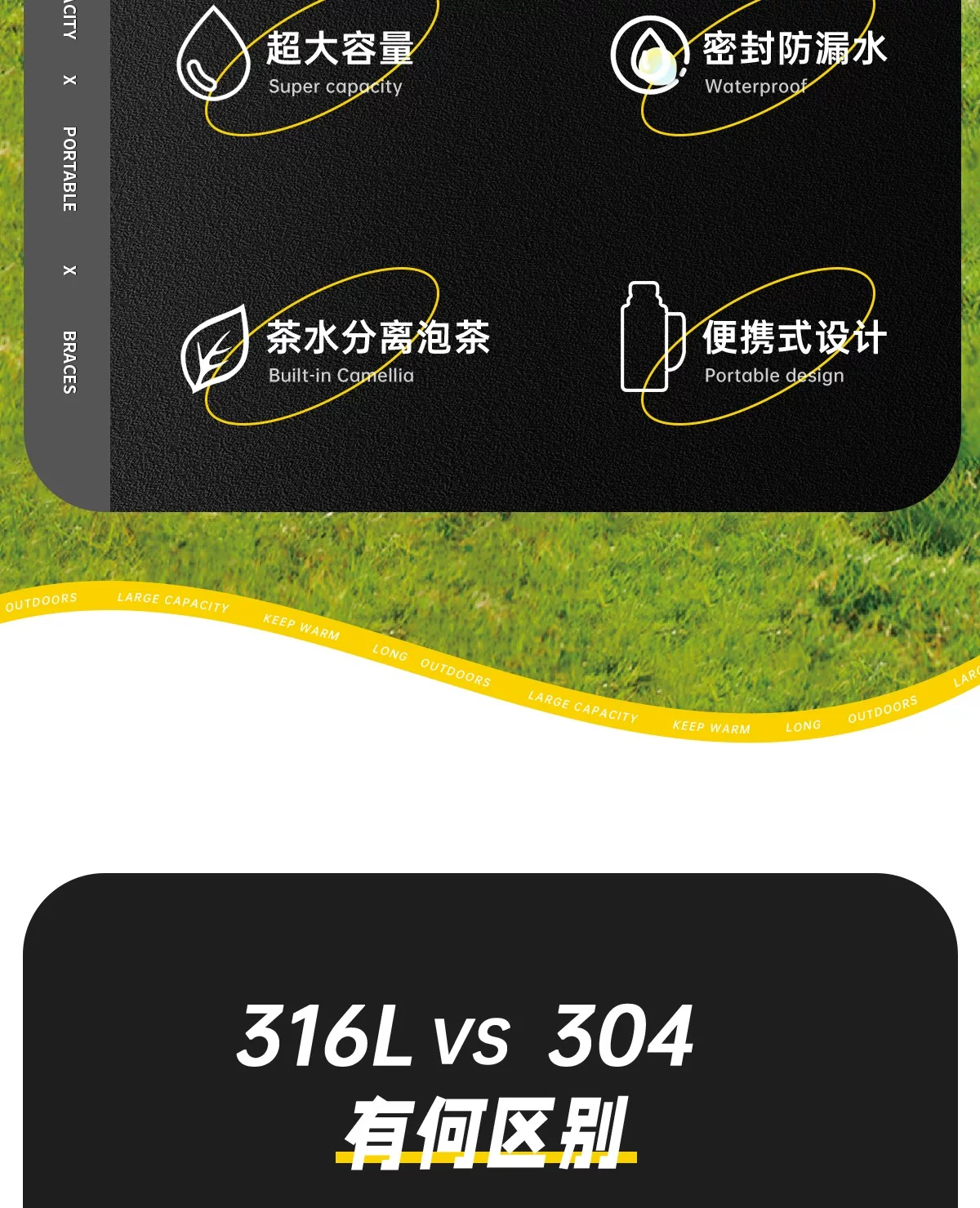 Insulated Cup Large Capacity Outdoor Insulated Pot Large Household Hot Water Bottle Water Bottle Travel Portable Construction Site Insulated Water Cup