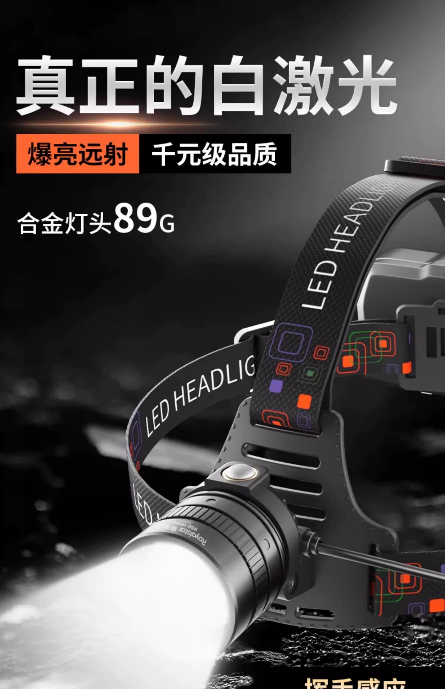 Rongshida Headlights, Strong Light Charging, Ultra Bright Induction Head Mounted Lighting, Long Range Outdoor Fishing Flashlight