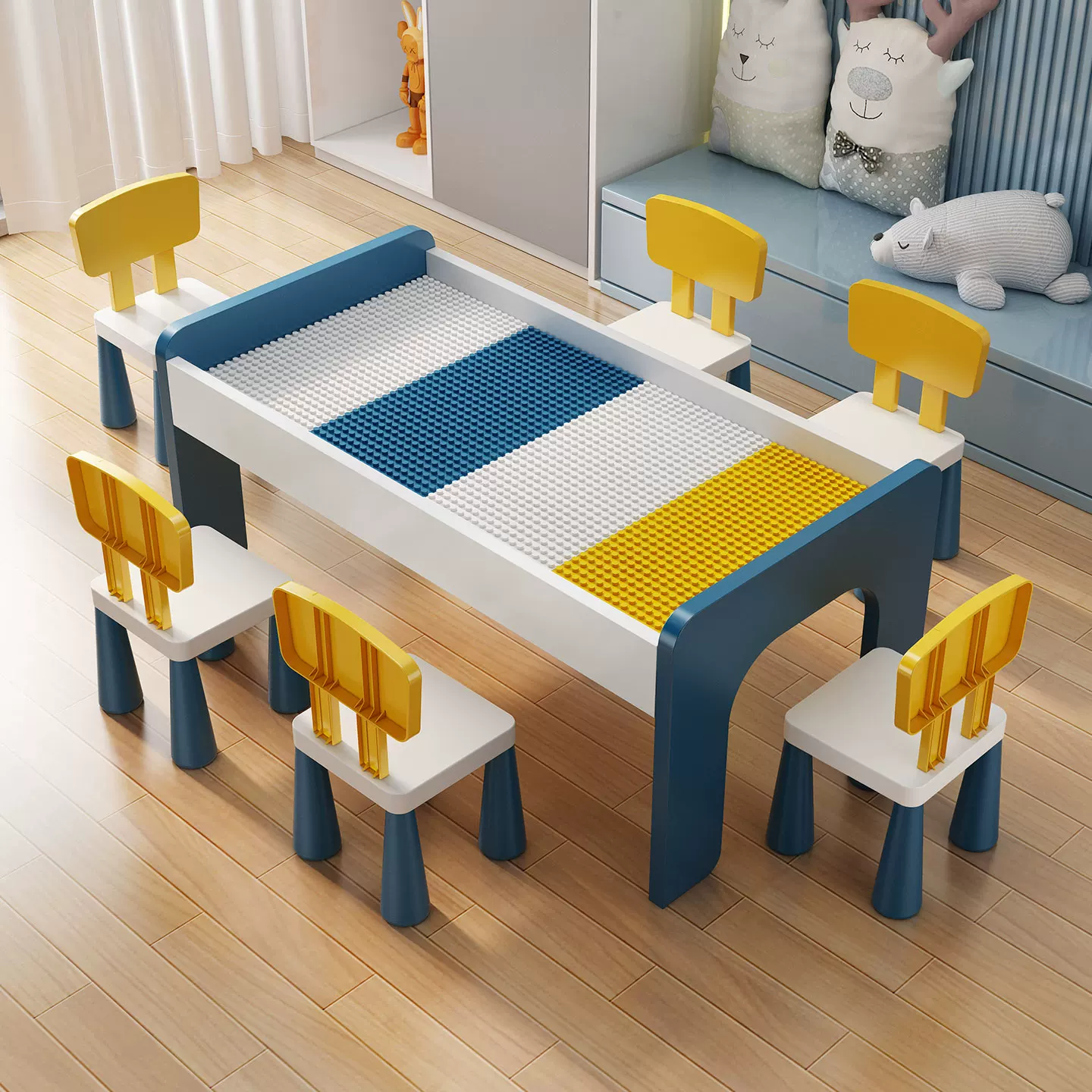Children's Building Blocks Table Large Particle Male and Female Baby Puzzle Assembly Large Size Wooden Multi functional Toy Table