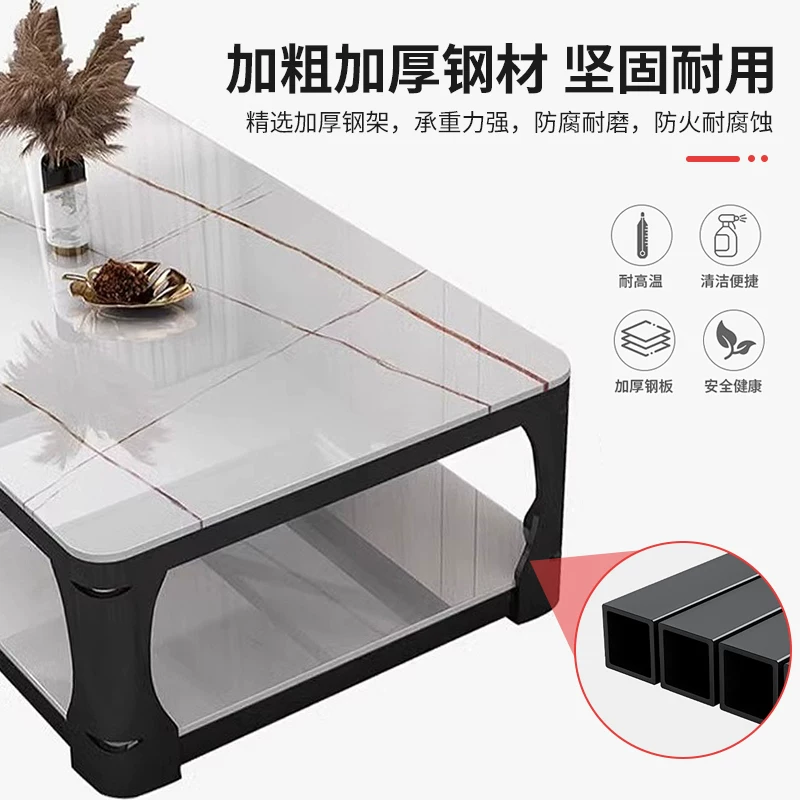 Tea table, living room, small household, simple and modern, resembling marble, tempered glass, rectangular tea table, tea table table