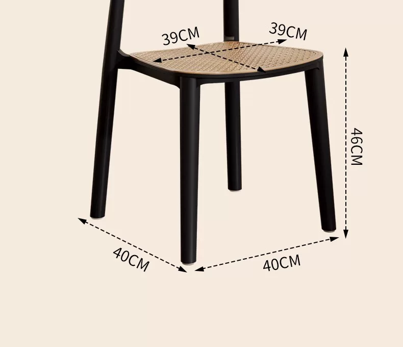 Middle ancient style backrest chair, stackable rattan dining chair, household thick plastic stool, living room commercial dining table chair