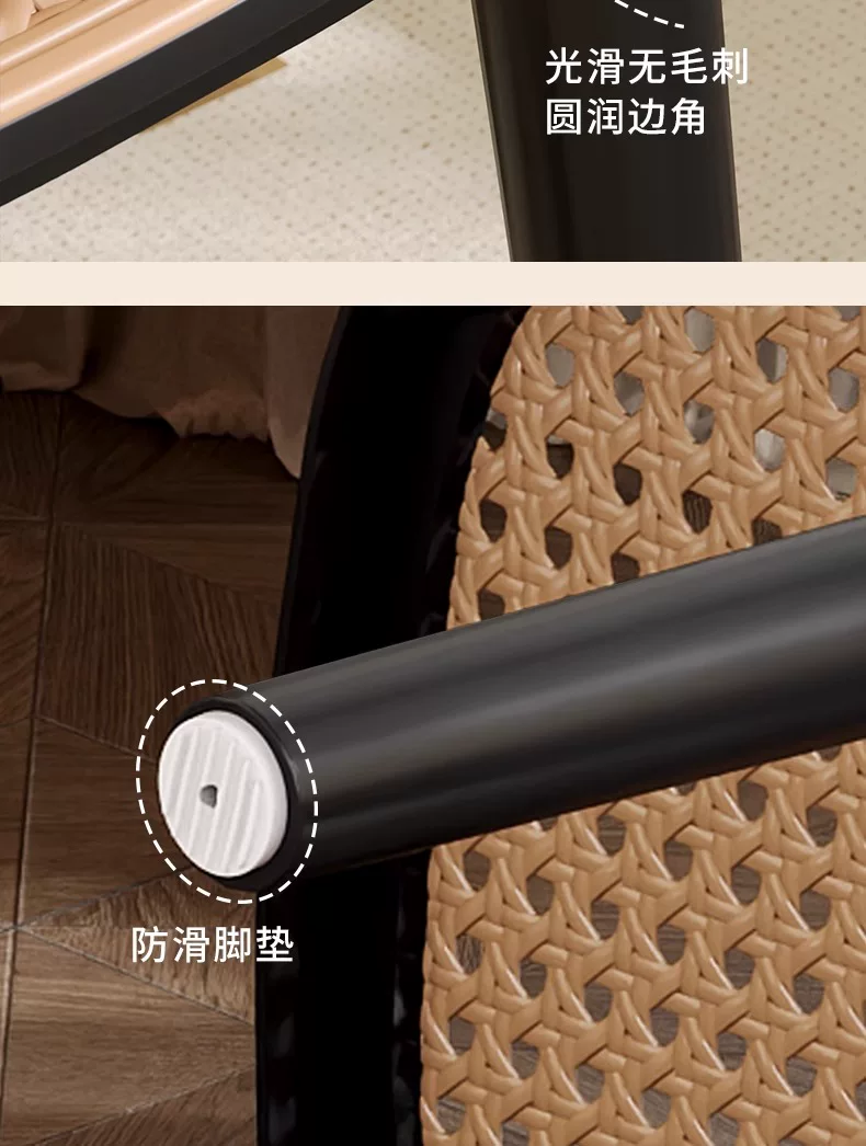Middle ancient style backrest chair, stackable rattan dining chair, household thick plastic stool, living room commercial dining table chair