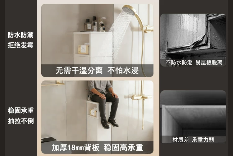 浴室边柜化妆室铝合金收纳柜半墙收纳柜隔断干事分离高柜边柜立柜