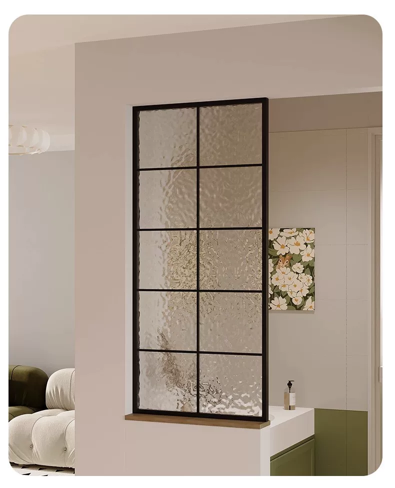 Ultra white water ripple tempered glass art partition screen, room wall, makeup room, half wall, living room, entrance foyer screen