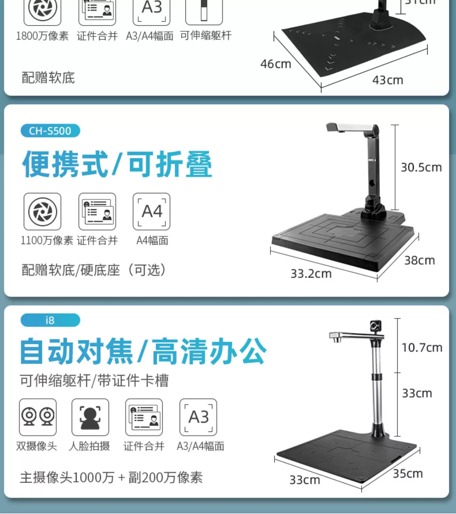 Sunray Scanner HD 16 megapixel Booklet Exhibition Stand High Speed Scanner Drawing Document Invoice Office Teaching A4A3 Document PDF Automatic Continuous Scanning Recognition High Speed Scanner
