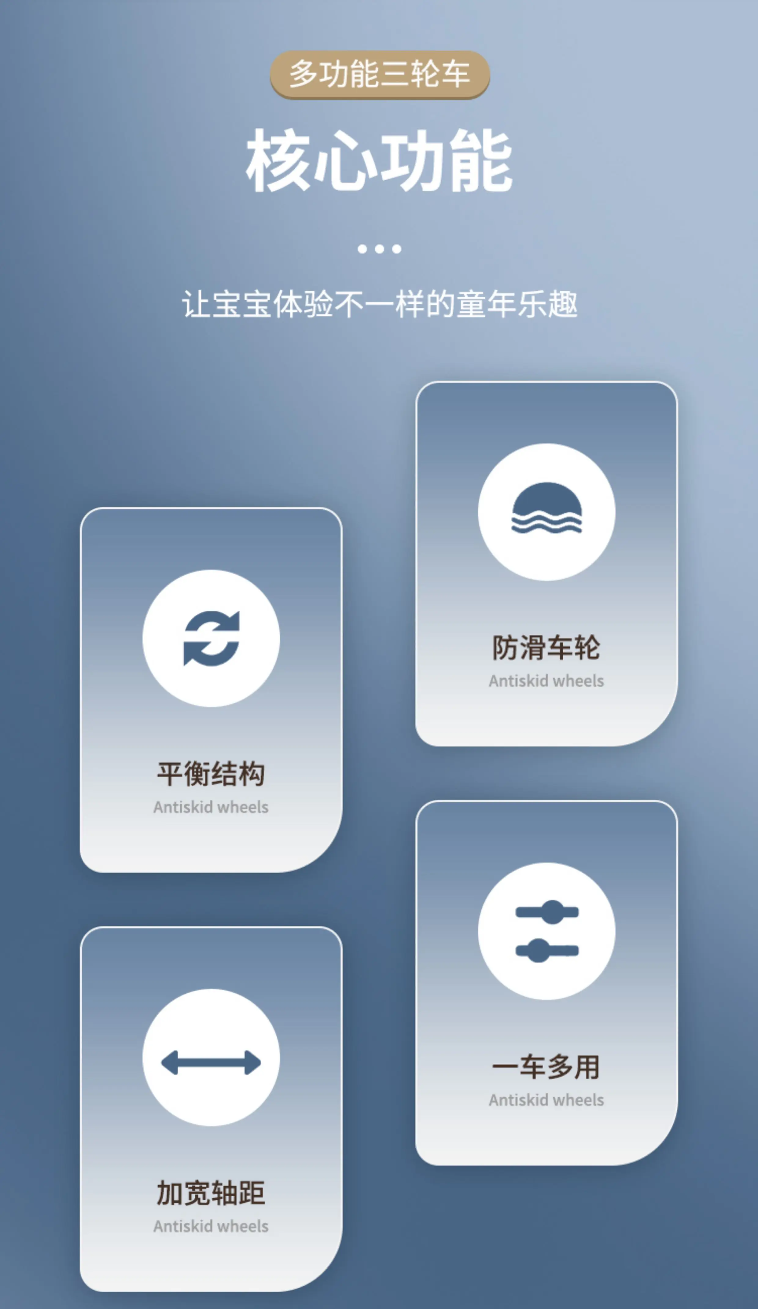儿童三轮车—岁宝宝可坐可骑可手推平衡车多功能儿童三轮车脚踏