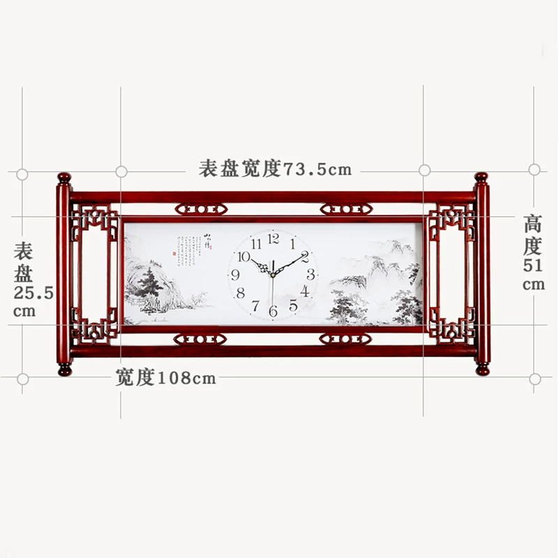 蔻安娜 Новые китайские твердые деревянные часы гостиная творческая квадратная китайская национальная стиль украшения искусства домашние кварцевые часы