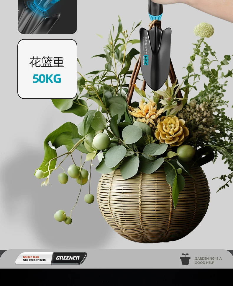 Green Forest Flower Planting Horticultural Tools Small Shovel Household Flower Shovel Special for Flower Raising, Soil Digging, Vegetable Planting, Sea Rush Set Three Piece Set