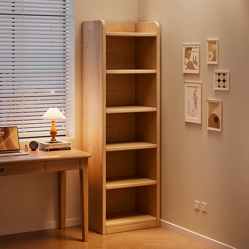 Thickened unpainted solid wood bookshelf with six layers of imported pine corner bookshelf