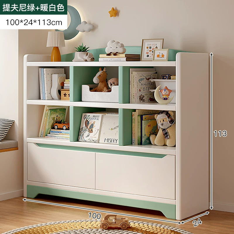 Solid wood bookshelf storage rack, floor to ceiling living room integrated with wall, multi-layer storage cabinet, storage cabinet, children's student bookshelf