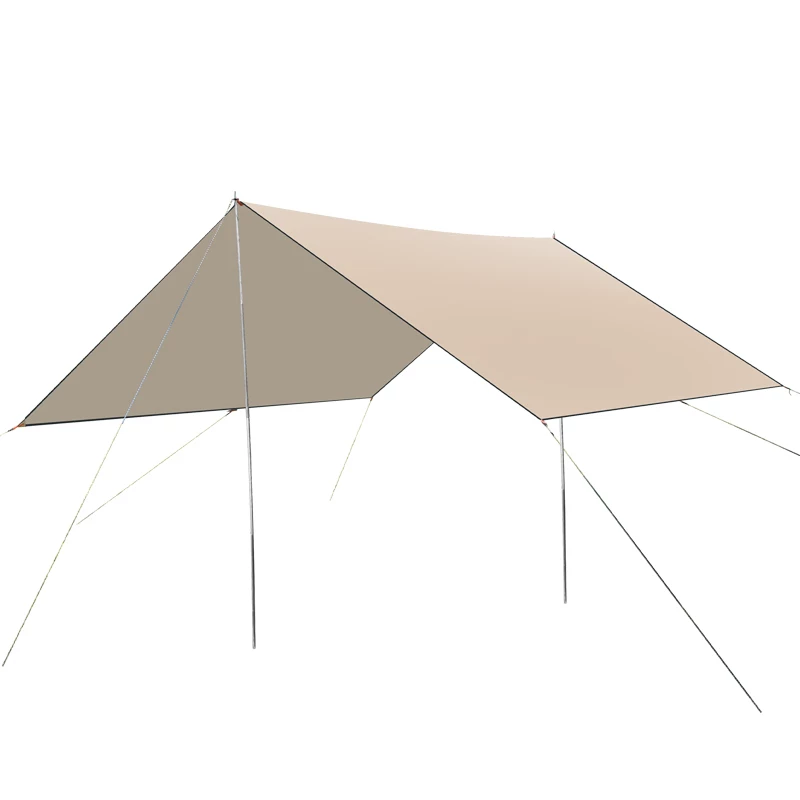Outdoor large silver coated sunshade, portable outdoor sun protection, thick black glue, four pole canopy, camping tent equipment