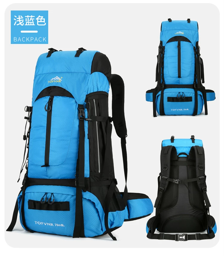 Men's 75L professional outdoor hiking backpack 65 70 liter backpack for women's large capacity camping backpack