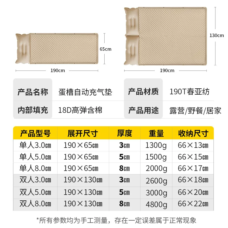 Automatic inflatable mattress for outdoor camping, portable air mattress for home use, floor mats, sleeping mats for camping, moisture-proof tents, and floor mats