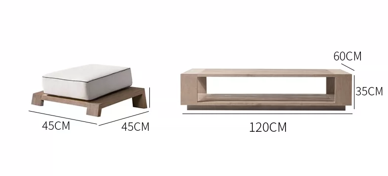 Nordic Outdoor Courtyard Garden Villa Outdoor Teak Sofa Leisure Sofa Aluminum Alloy Outdoor Waterproof Sunscreen
