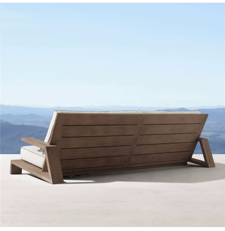 Nordic Outdoor Courtyard Garden Villa Outdoor Teak Sofa Leisure Sofa Aluminum Alloy Outdoor Waterproof Sunscreen
