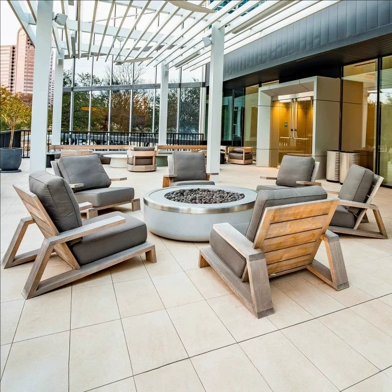Nordic Outdoor Courtyard Garden Villa Outdoor Teak Sofa Leisure Sofa Aluminum Alloy Outdoor Waterproof Sunscreen