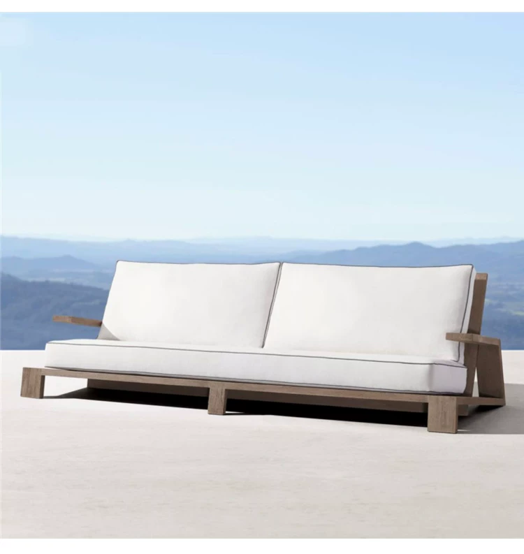 Nordic Outdoor Courtyard Garden Villa Outdoor Teak Sofa Leisure Sofa Aluminum Alloy Outdoor Waterproof Sunscreen