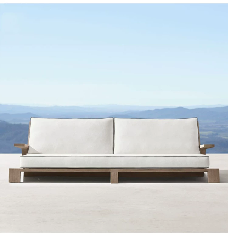 Nordic Outdoor Courtyard Garden Villa Outdoor Teak Sofa Leisure Sofa Aluminum Alloy Outdoor Waterproof Sunscreen