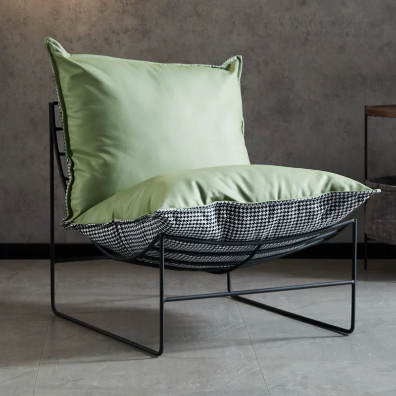 Nordic Leisure Living Room Fabric Sofa Tea Table Internet Celebrity Bedroom Balcony Single Leisure Chair Iron Art Lazy Sofa Chair
