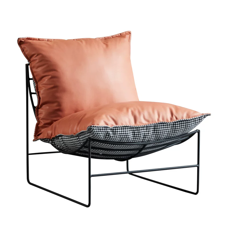 Nordic Leisure Living Room Fabric Sofa Tea Table Internet Celebrity Bedroom Balcony Single Leisure Chair Iron Art Lazy Sofa Chair