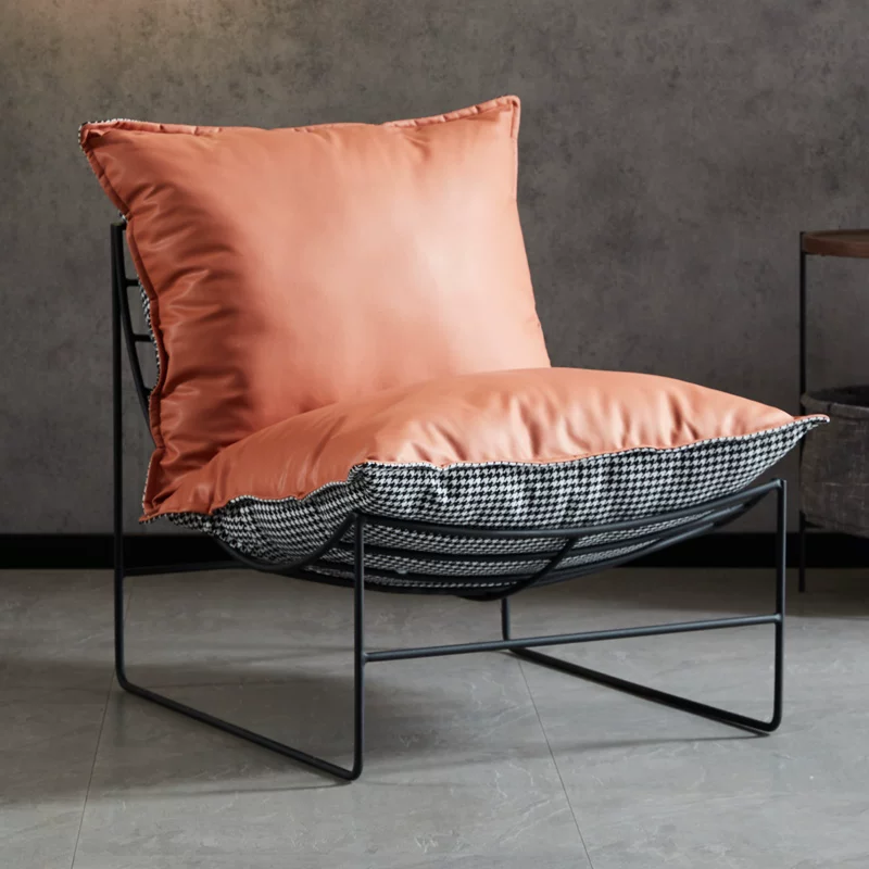Nordic Leisure Living Room Fabric Sofa Tea Table Internet Celebrity Bedroom Balcony Single Leisure Chair Iron Art Lazy Sofa Chair