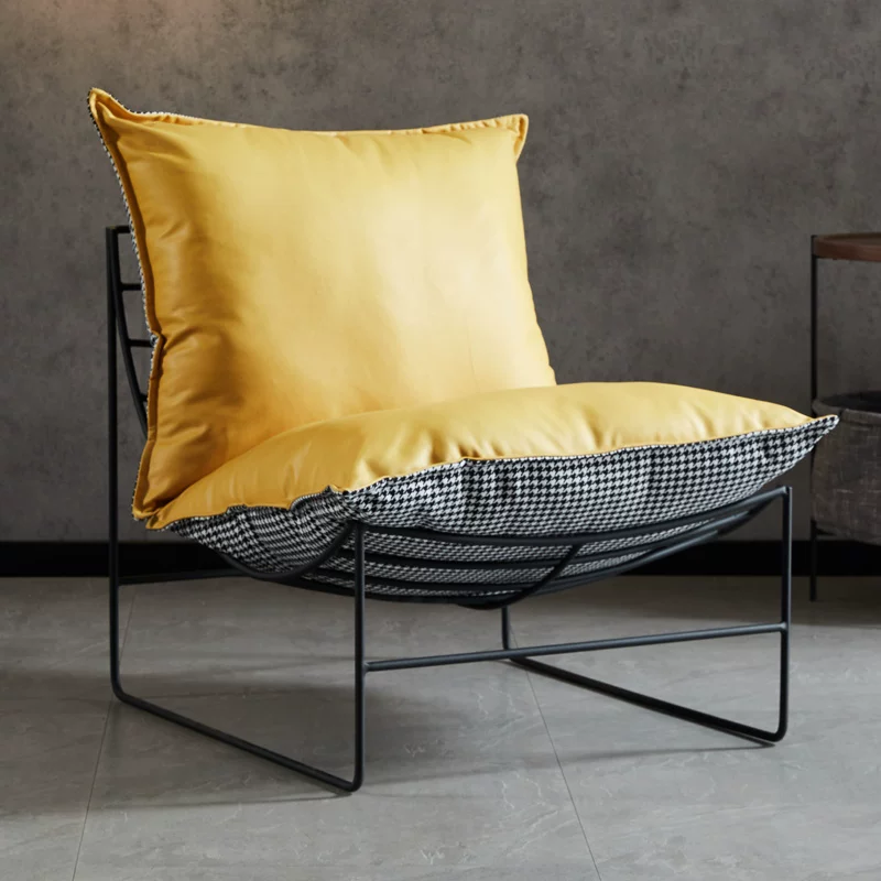 Nordic Leisure Living Room Fabric Sofa Tea Table Internet Celebrity Bedroom Balcony Single Leisure Chair Iron Art Lazy Sofa Chair