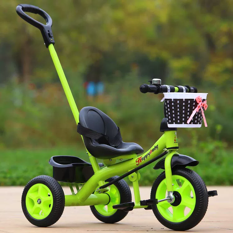 Miset Children's Tricycle High spec Bicycle with Storage Basket 1-6 Year Old Push Handle Baby Bike Foam Wheel Recommended