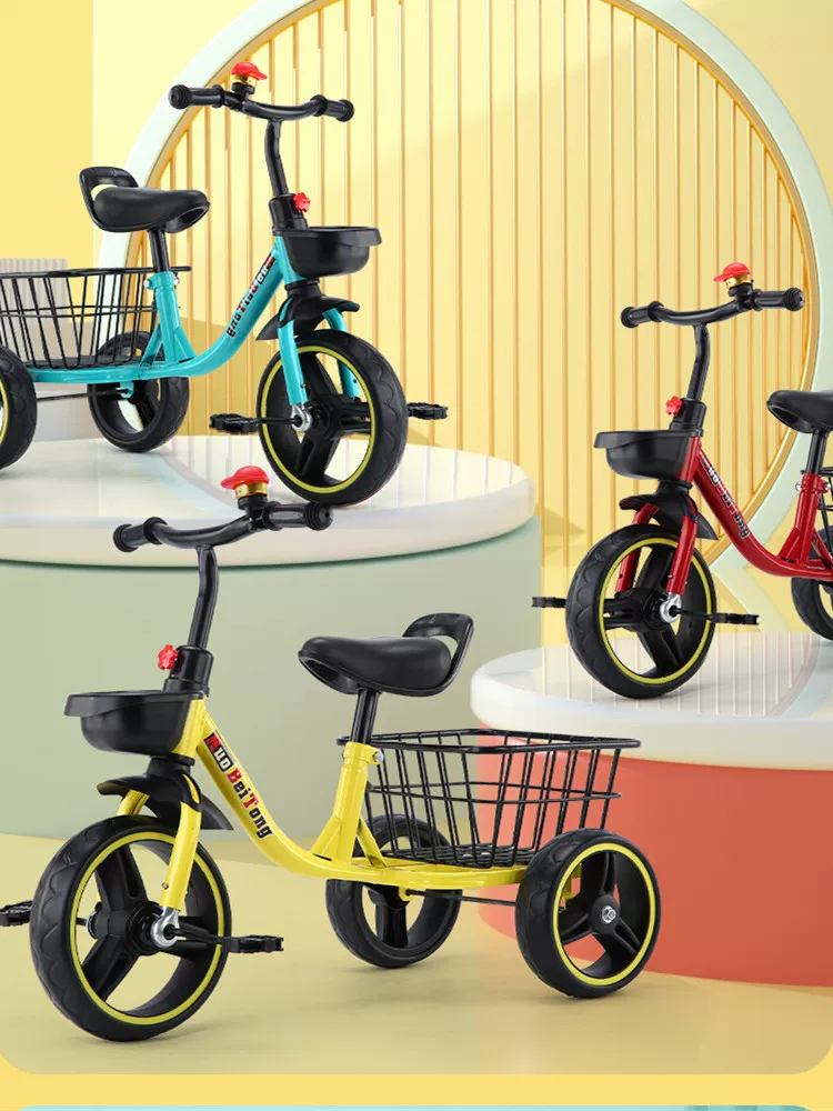 Children's tricycles, 2-3-4-5-6 years old, baby with enlarged rear bucket music, pedal bicycles