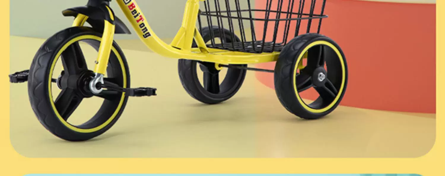 Children's tricycles, 2-3-4-5-6 years old, baby with enlarged rear bucket music, pedal bicycles