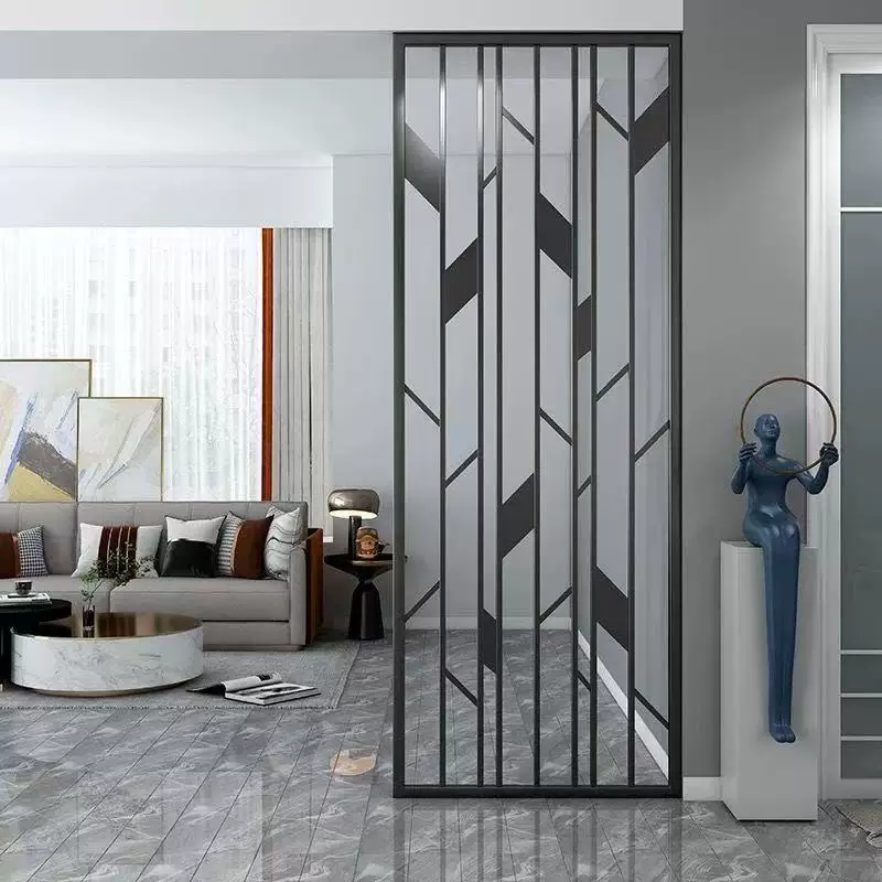Stainless steel screen, wrought iron partition, living room entrance, new Chinese modern minimalist decorative wall, hollow out shading grille
