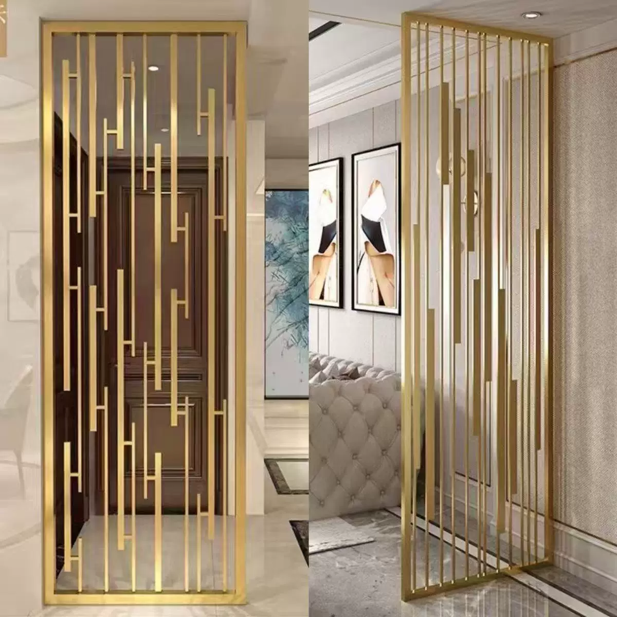Stainless steel screen, wrought iron partition, living room entrance, new Chinese modern minimalist decorative wall, hollow out shading grille