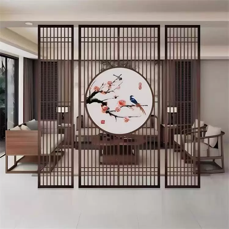 Stainless steel screen, wrought iron partition, living room entrance, new Chinese modern minimalist decorative wall, hollow out shading grille