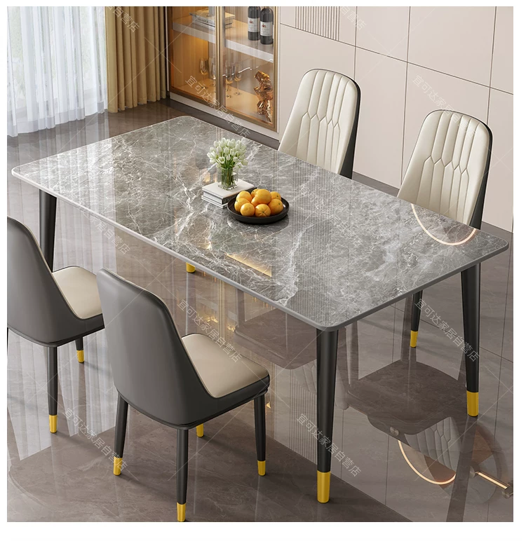 Dining table, rock slab, small-sized household, modern, simple, light luxury living room, rectangular dining table, dining table chair, 2025 new model
