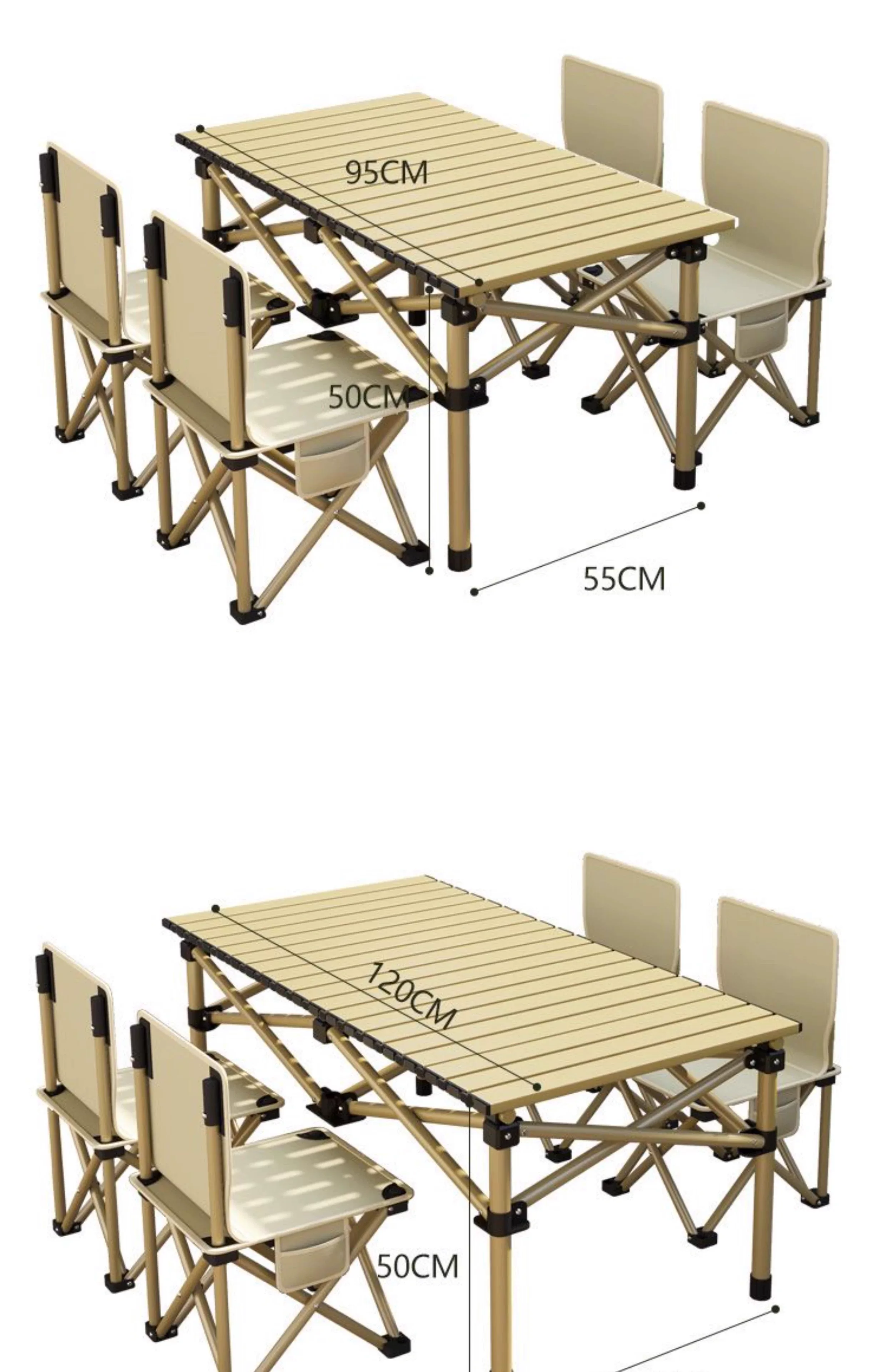 Outdoor Folding Table and Chair Camping Picnic Storage Portable Five Piece Set Multi purpose Family Lazy Table and Chair Folding Table