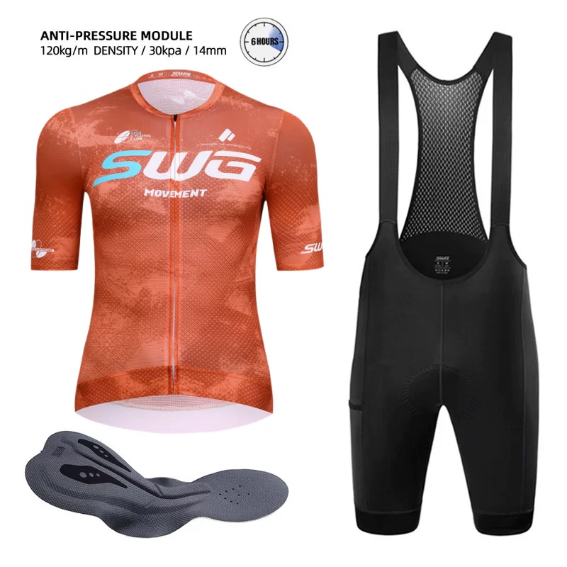 SWG Mingsheng exclusive summer short sleeved cycling suit for men, breathable and quick drying road cycling professional cycling suit