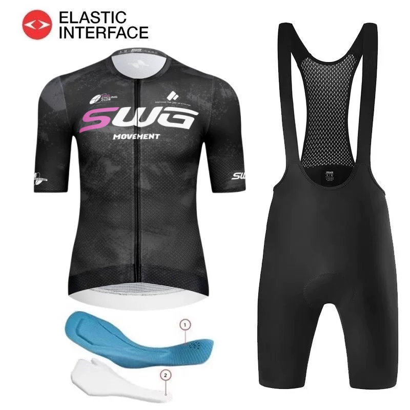 SWG Mingsheng exclusive summer short sleeved cycling suit for men, breathable and quick drying road cycling professional cycling suit
