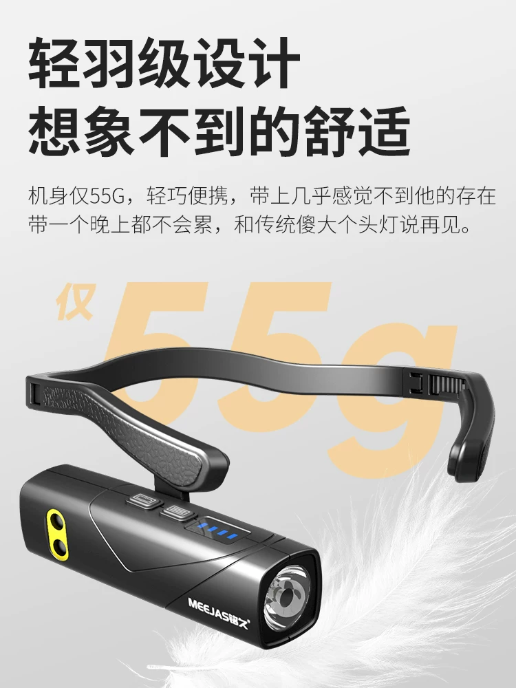 Mingjiu 2025 New Headlights with Strong Light Charging and Ultra Bright Night Fishing Special Outdoor Mountaineering Ear Head Mounted Lighting