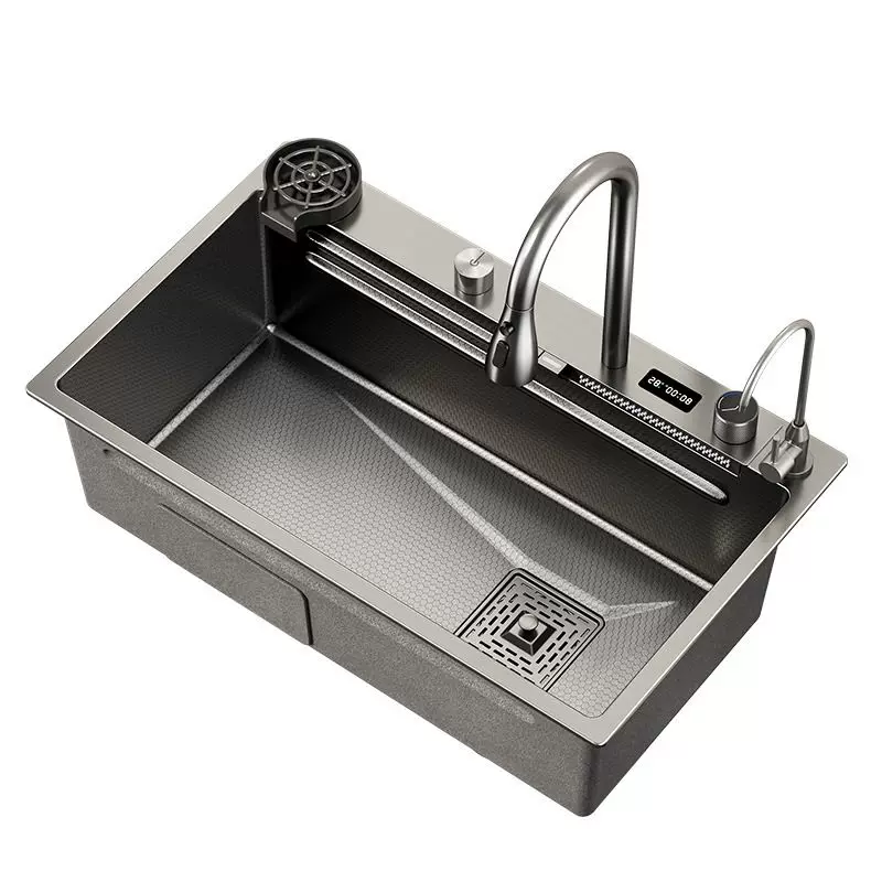 Feiyu Waterfall Kitchen Parue Basin Большой один резервуар, оборудованный 304 раковина из нержавеющей стали, промывочный бак, пруд, пруд, пруд