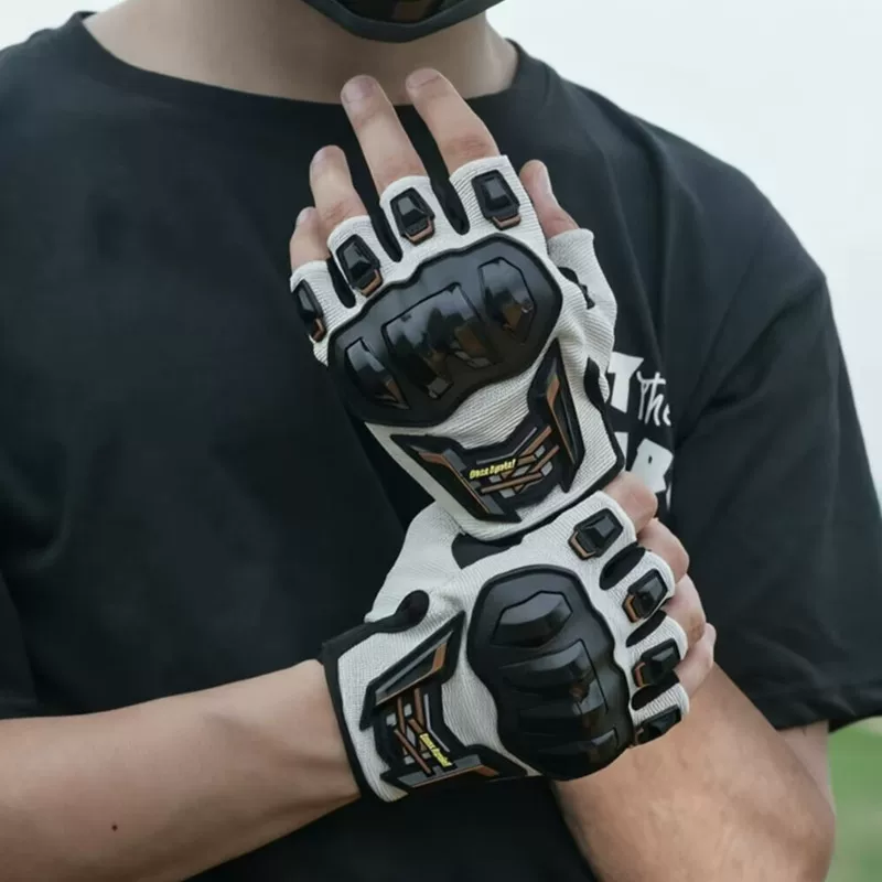 Motorcycle gloves for men riding motorcycles, breathable half finger gloves for summer, anti slip and shock-absorbing riding protective equipment for palms