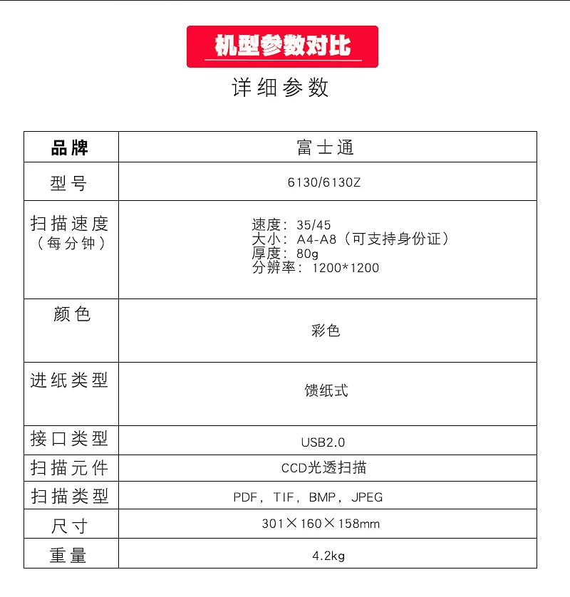 富士通fi6130扫瞄仪机高速双面彩色连续快速自动小型高清专业办公