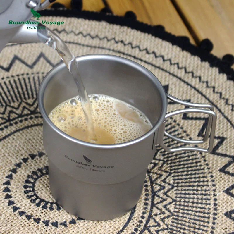 Biwei титановая чашка уличная чашка для воды портативная складная кофейная чашка кружка для кемпинга чистый титан дорожная чашка пара чашка для напитков