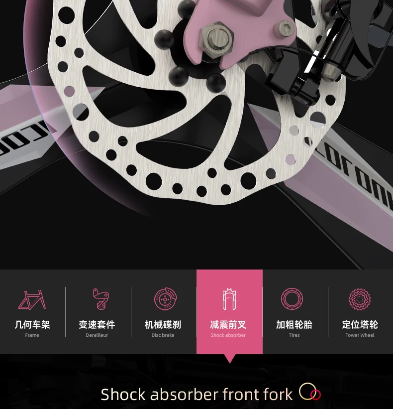 Mountaineering Bike Adult Female Variable Speed Youth Highway Campus Shock Absorber Bike 24 inch Male Junior High School Student