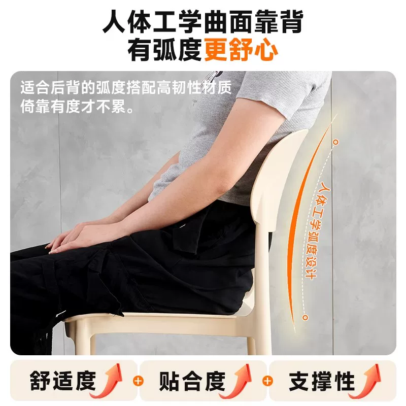 Backrest dining chairs, modern, simple, thickened, comfortable for long-term sitting, plastic chairs, popular Nordic internet celebrities, commercial dining tables, chairs