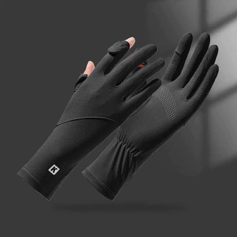 Sunscreen gloves for men, anti slip touch screen for driving, ice silk for summer riders, outdoor cycling, hiking, anti UV fishing
