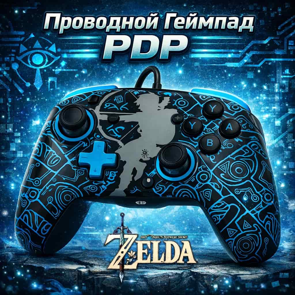 Комплект PDP Gaming GLOW Bundle: контроллер REMATCH WIRED Pro + дорожный чехол - Zelda