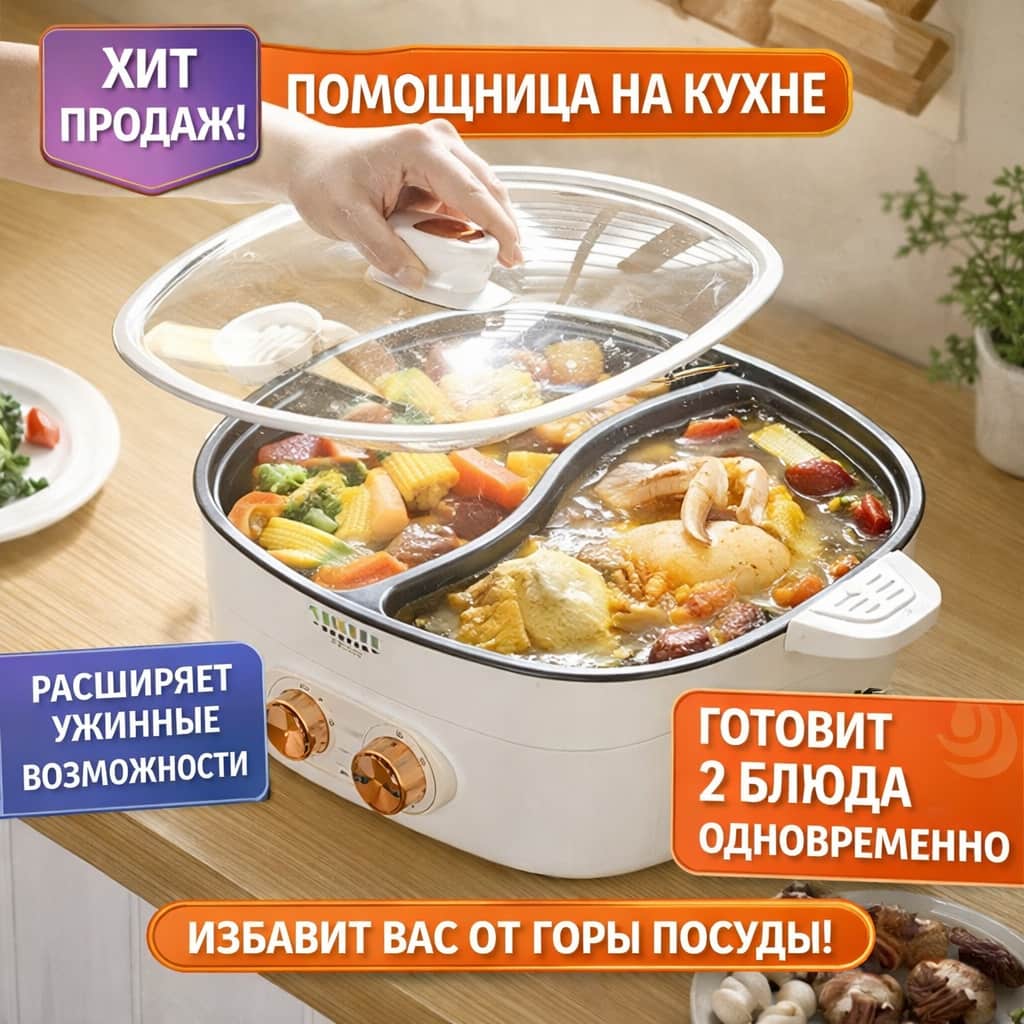 Электрическая кастрюля с разделителем EP102