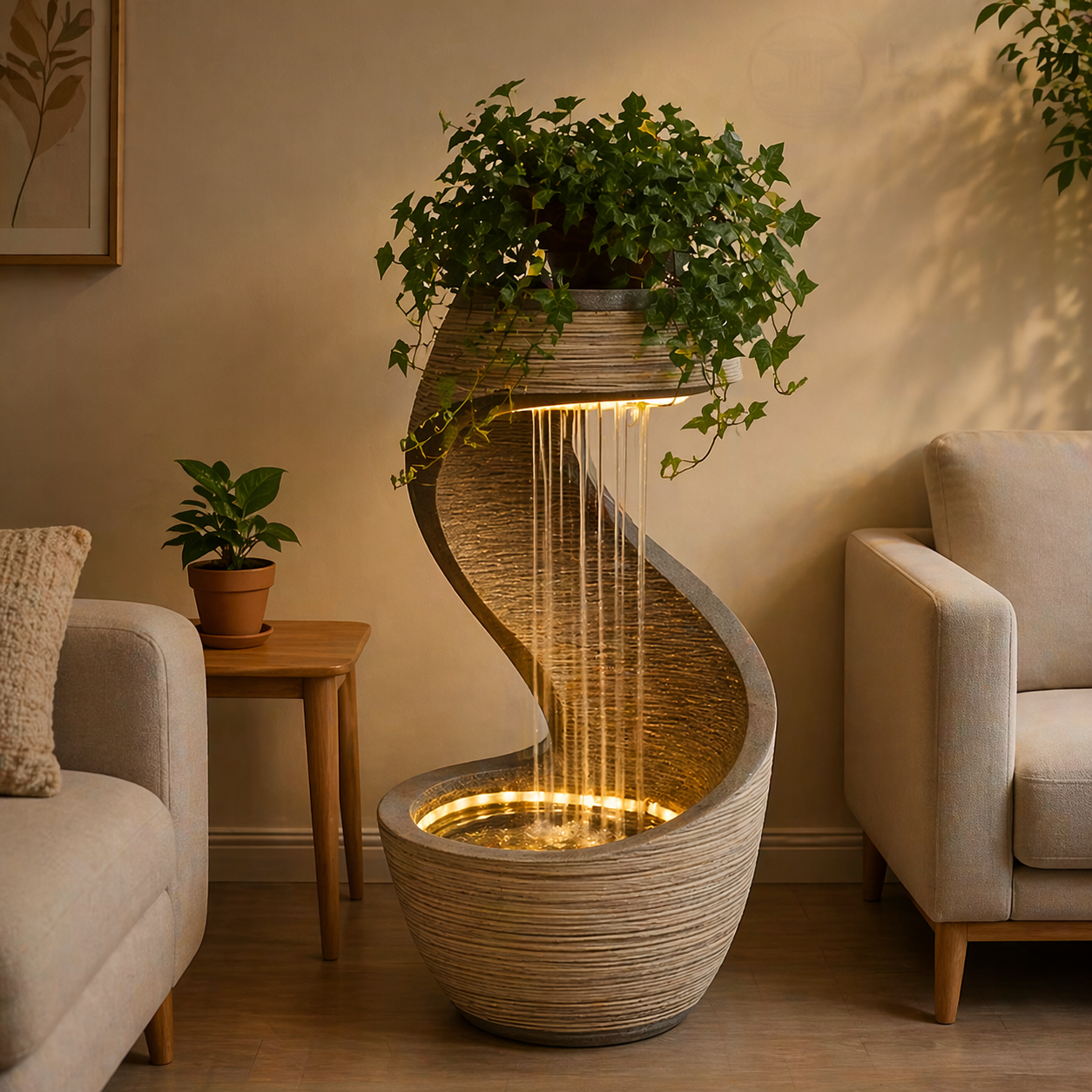 Декоративный фонтан с эффектом водопада