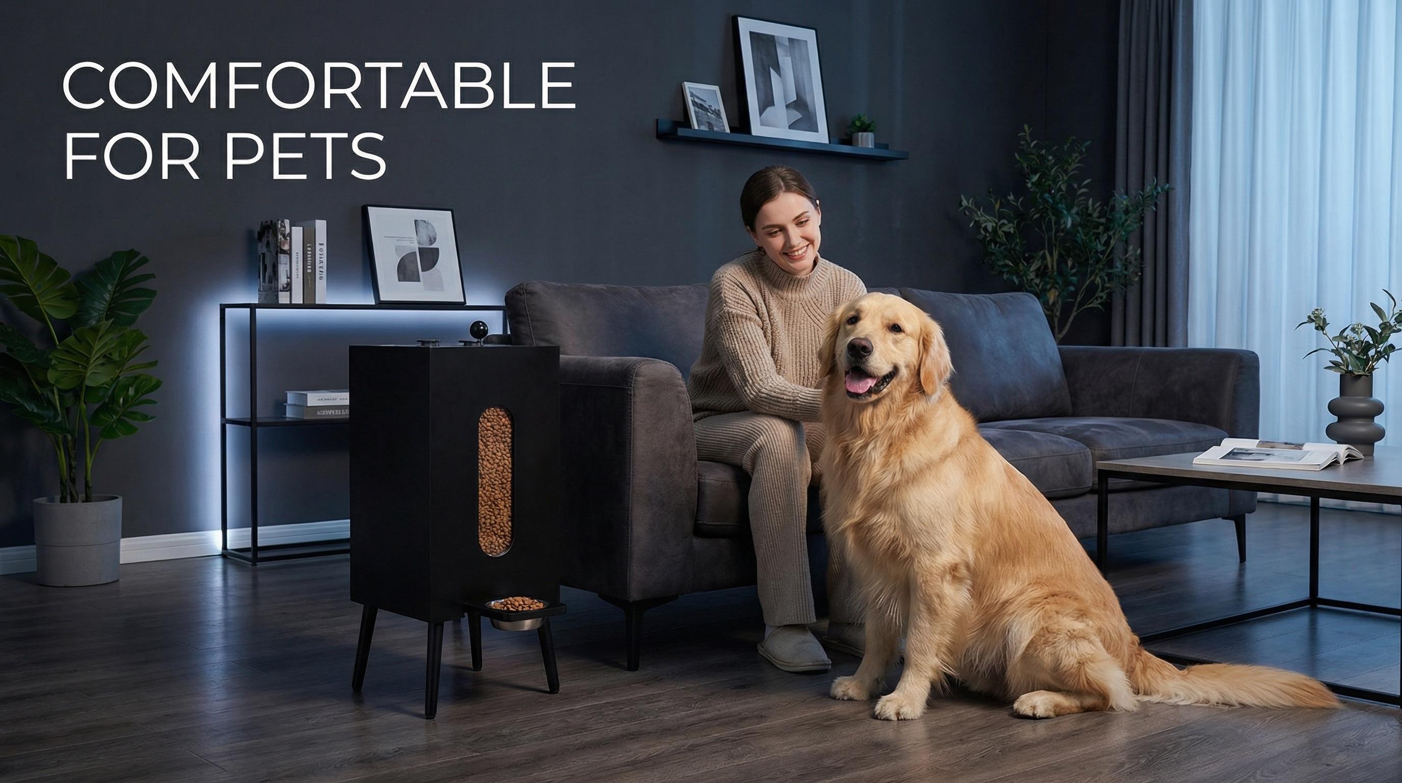 Премиальная приподнятая кормушка-дозатор для животных